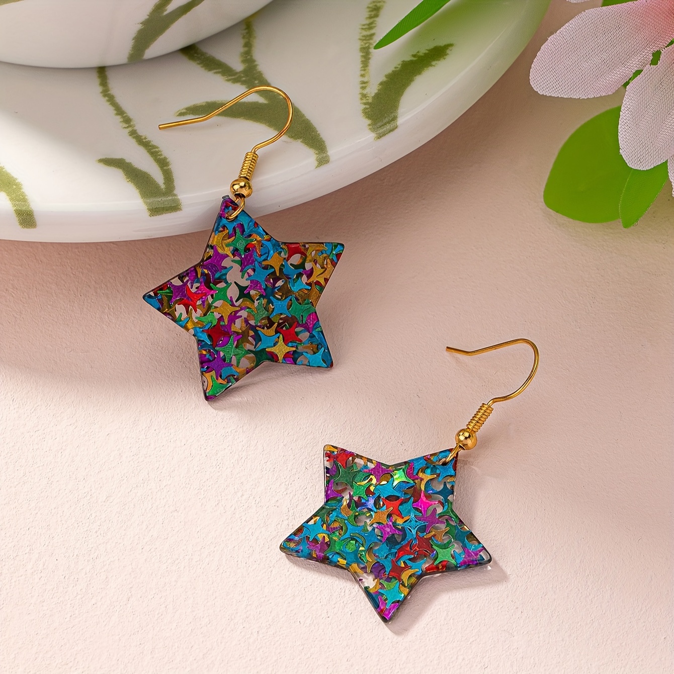 Women's Sparkling Pentagram Pendant Earrings — Cute & Versatile